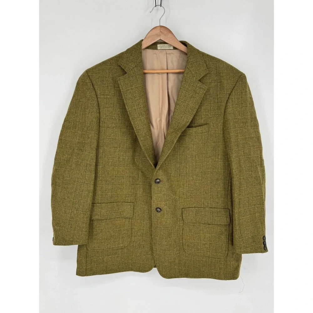 Vintage Orvis Wool Tweed Blazer Jacket Men's Size 48R Olive Green L9
